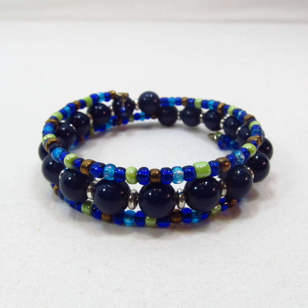Blue Green Beaded Balls Fashion Bracelet